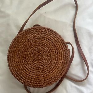 Handwoven round rattan bag